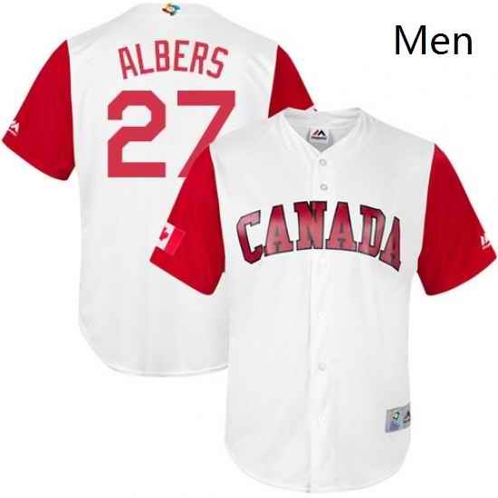 Mens Canada Baseball Majestic 27 Andrew Albers White 2017 World Baseball Classic Replica Team Jersey